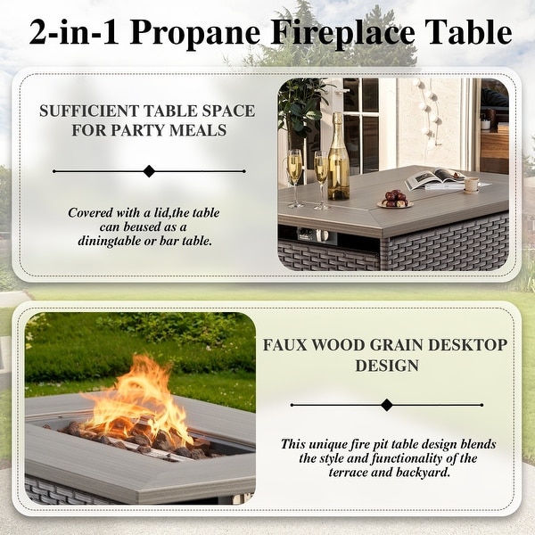 Patio Furniture Set with Propane Gas Fire Pit Table