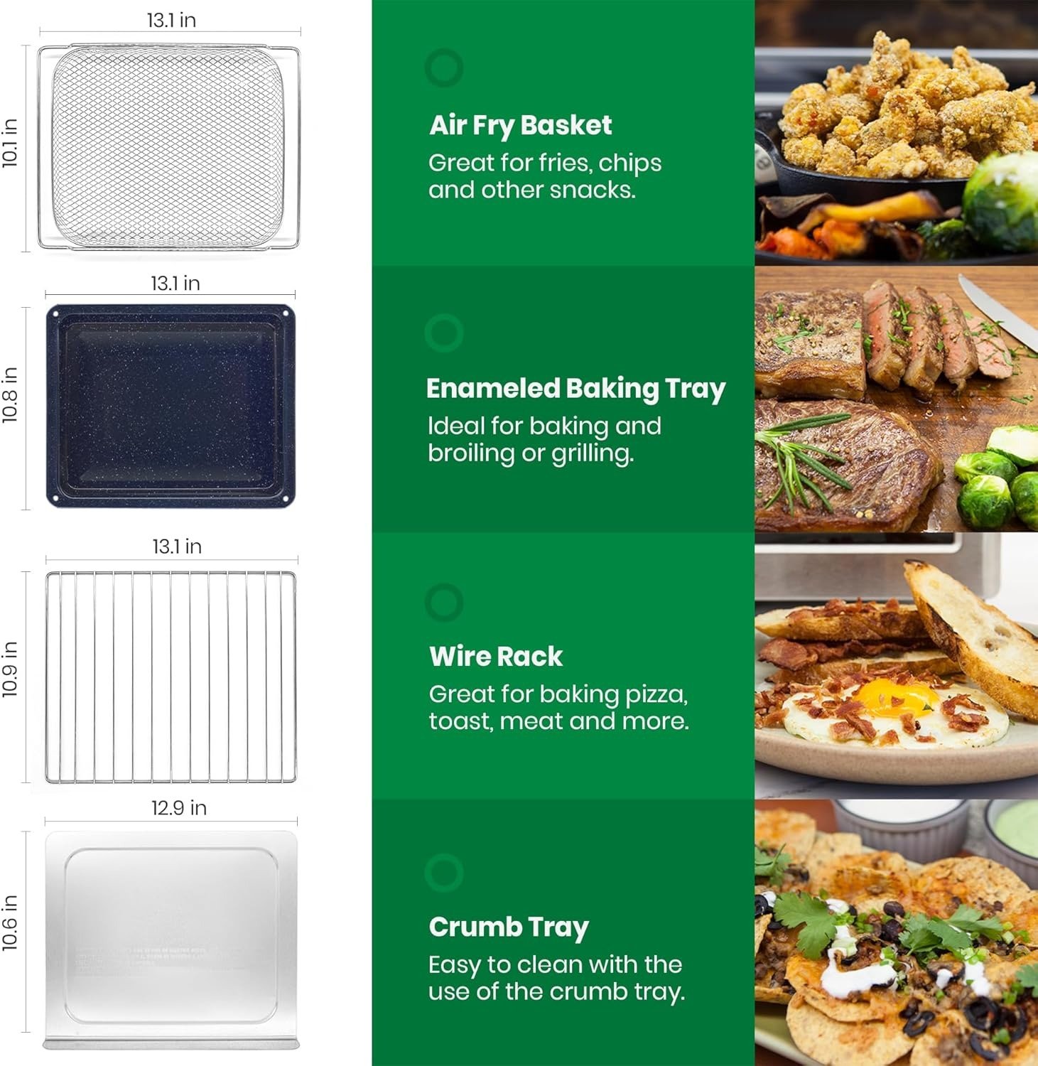 26.3QT 10-in-1 Air Fryer Toaster Oven, Infrared Heating + True Convection, Extra Large Countertop Convection Oven, Brushed Stainless Steel