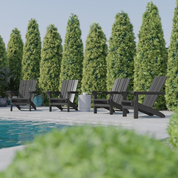 Set of 4 Commercial AllWeather Adirondack Chairs with Cupholders