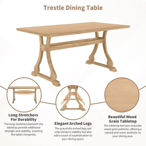 Trestle Dining Table Set with Upholstered Dining Chairs and Dining Bench
