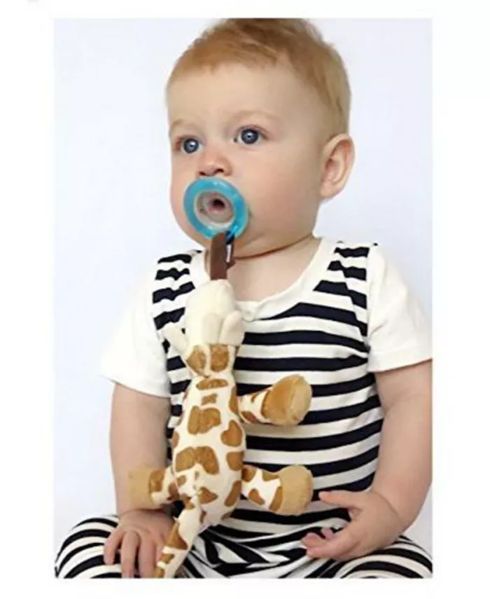 Nuby Calming Natural Flex Snuggleez Pacifier with Plush Animal, Giraffe