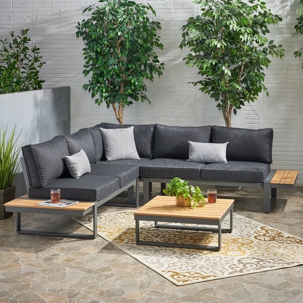 Sterling Aluminum 4piece Sofa Set with Cushions by Christopher Knight Home