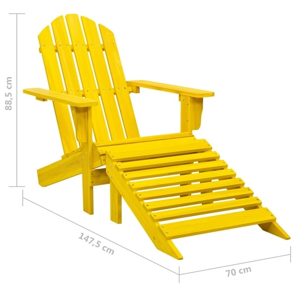 vidaXL Adirondack Chair Patio Adirondack Chair with Ottoman Solid Wood Fir