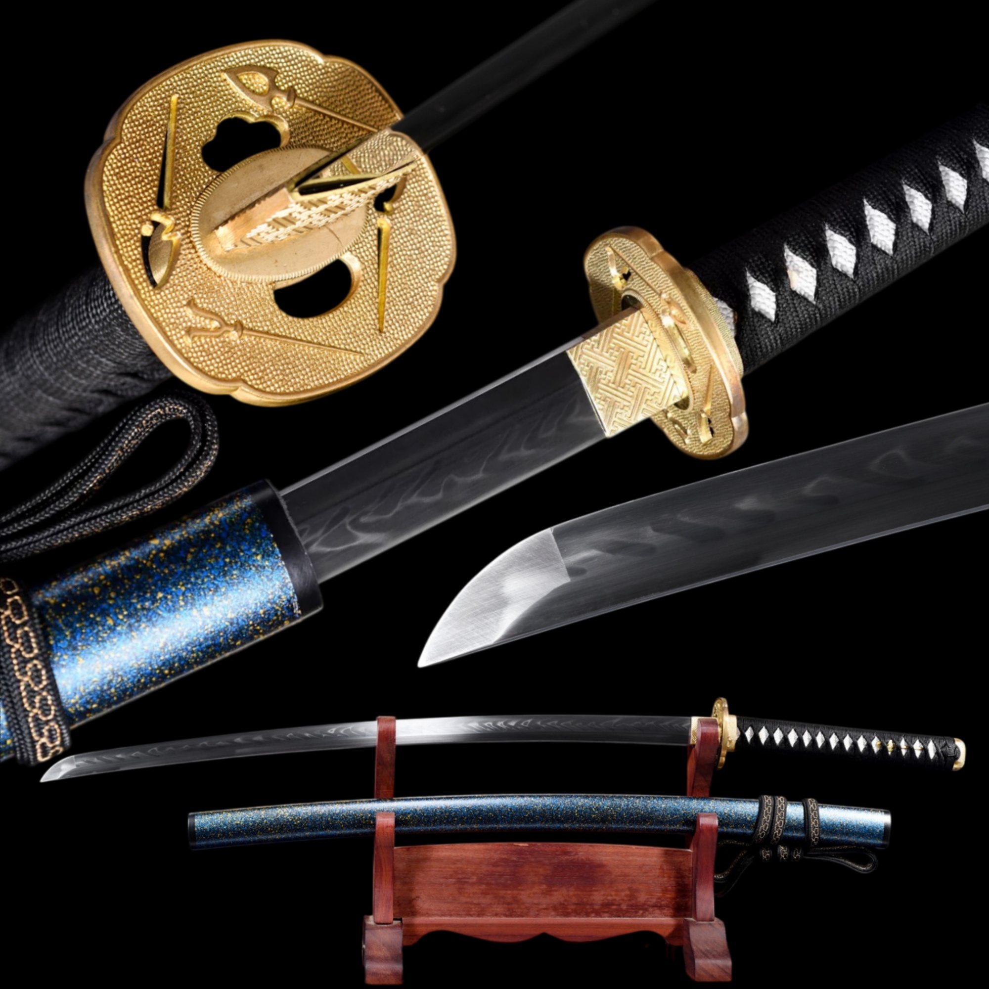 Buguon Handmade Japanese Katana,T10 Clay-Tempered Full Tang Samurai Sword