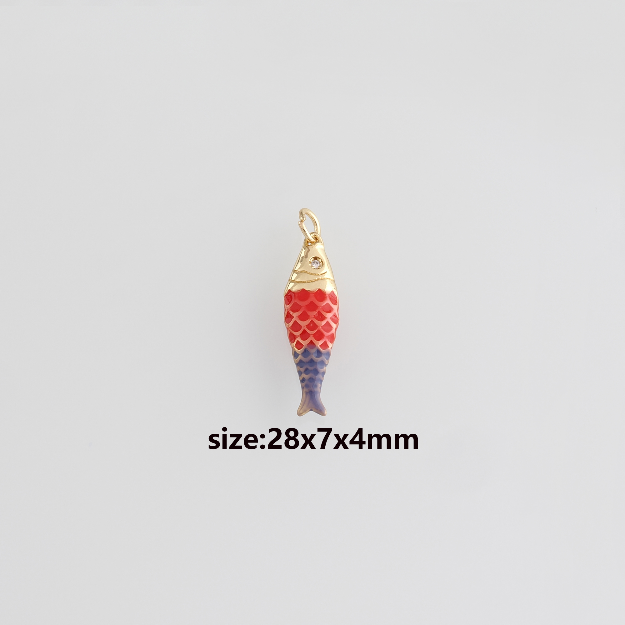 18K Gold Filled Fish Pendant,Enamel Fish Charm Earrings Necklace for DIY Jewelry Making Supply