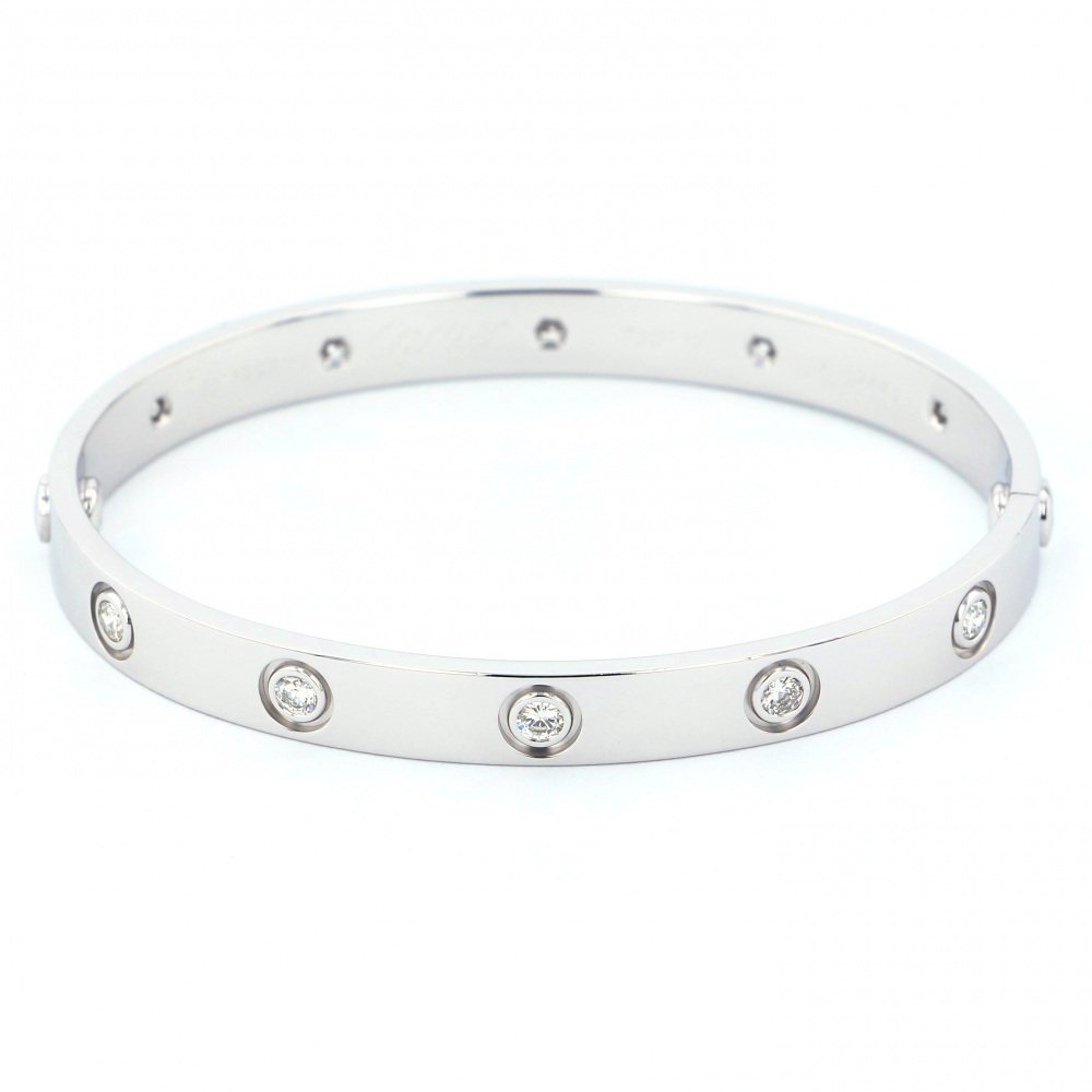 Cartier Love Full Diamond Bracelet 18K White Gold