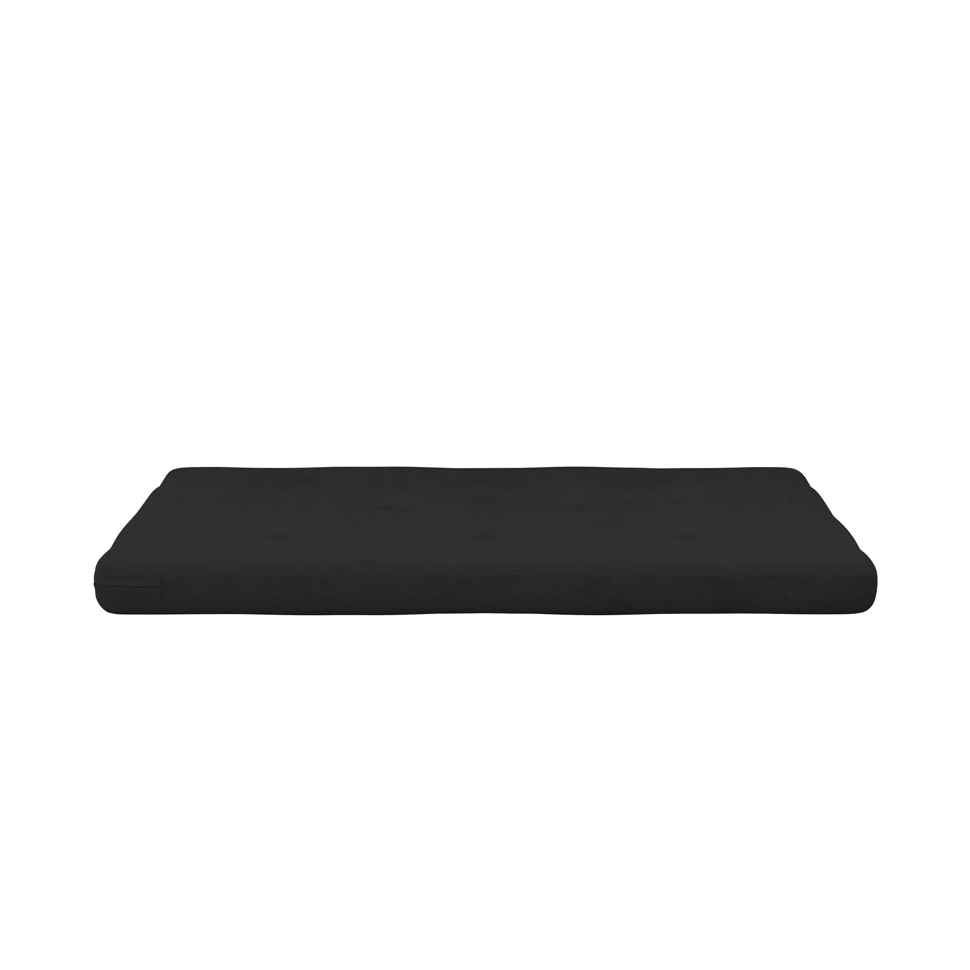 Caddie 6-Inch Futon Mattress with Tufted Cover and Recycled Polyester Fill, Full, Black Linen