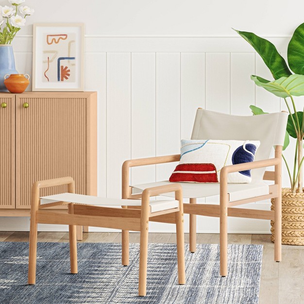 Northlake Dowel Frame Sling Ottoman Cream