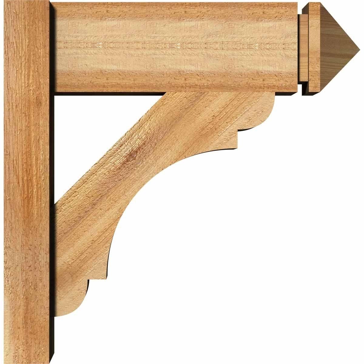 Ekena Millwork OUT08X38X38OLY03RWR 8x22W x 38x22D x 38x22H Olympic Rough Sawn Arts and Crafts Outlooker, Western Red Cedar