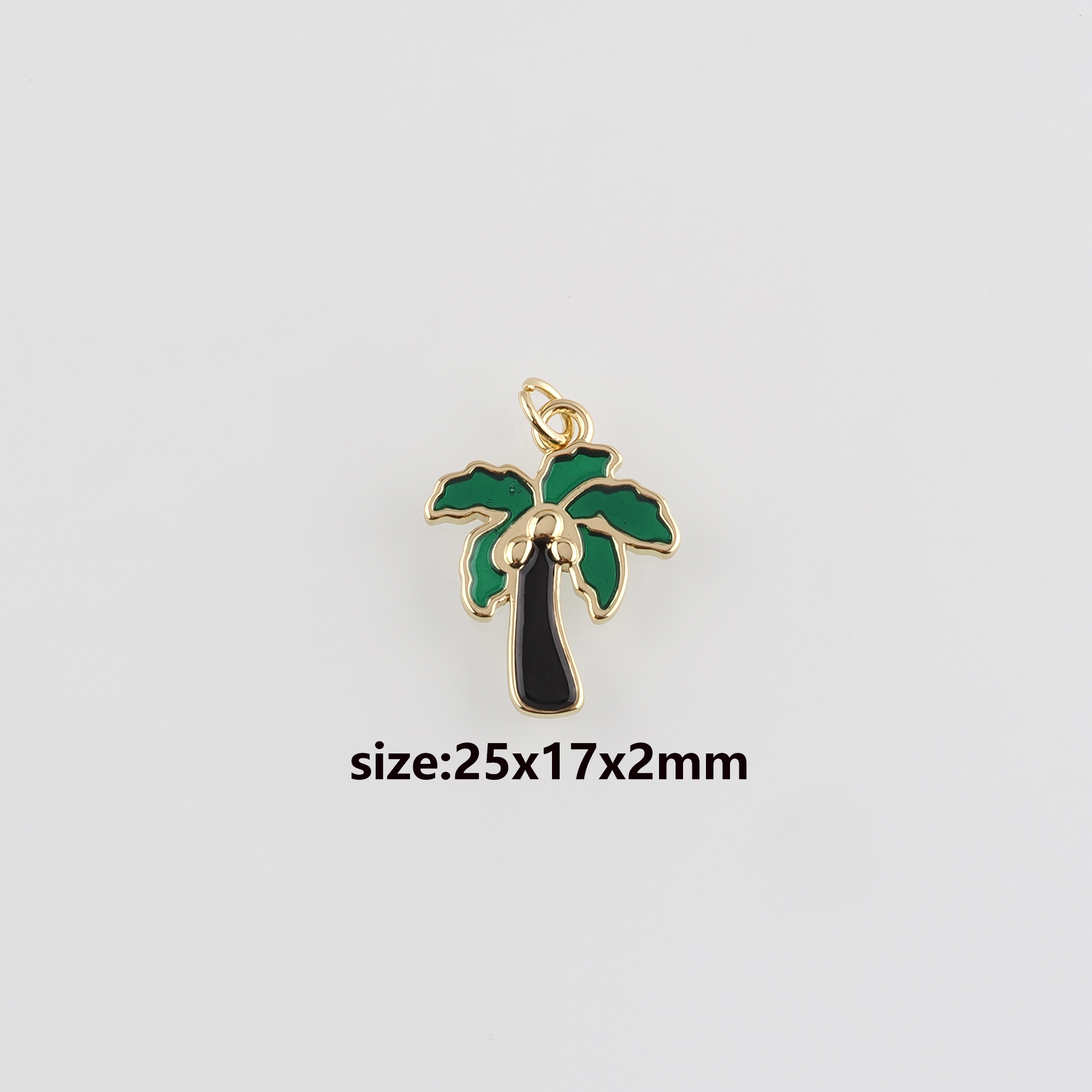 18K Gold Filled Coconut Tree Pendant,Enamel Palm Tree Charm Earrings Necklace for DIY Jewelry Making Supply