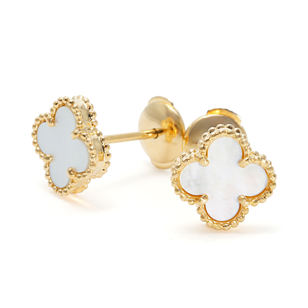 Van Cleef & Arpels Sweet Alhambra Earrings 18K Yellow Gold Mother of Pearl VCARA44800