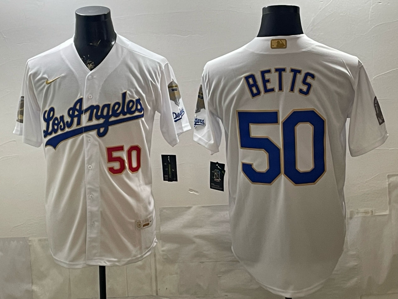 Men's Los Angeles Dodgers Mookie Betts #50 White 2026 Gold Collection Stadium Jersey