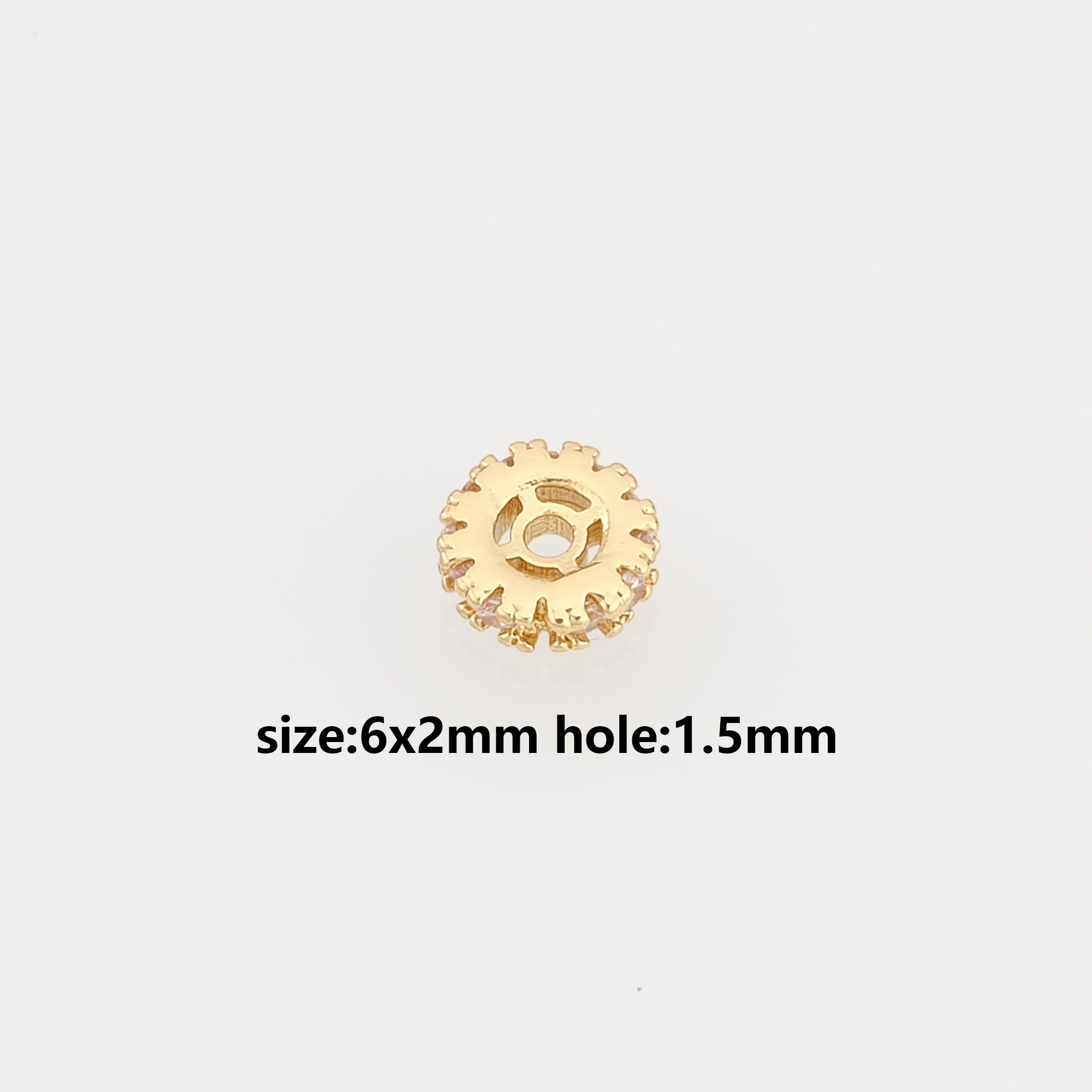 18K Gold Filled Flat Spacer Beads,Gear Flat Spacer Beads,DIY Jewelry Making Supply