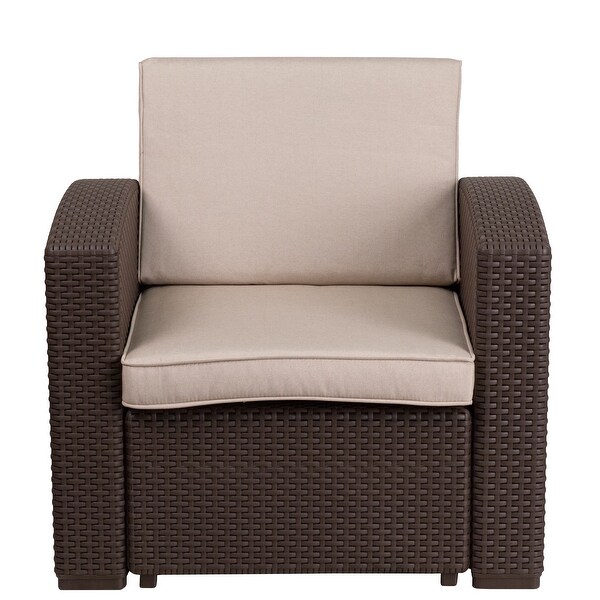 Faux Rattan Chair with AllWeather Cushion