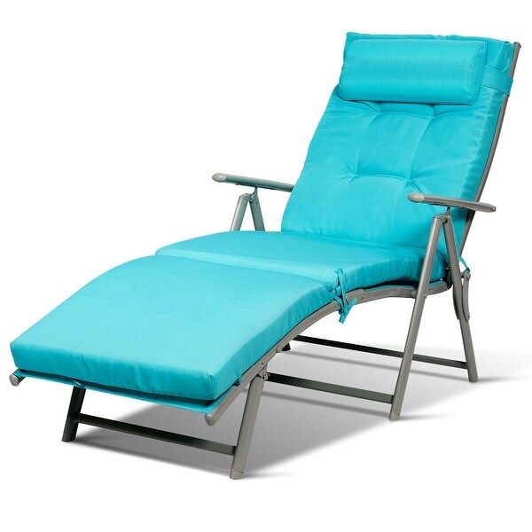 Costway 2PC Folding Chaise Lounge Chair with Cushion