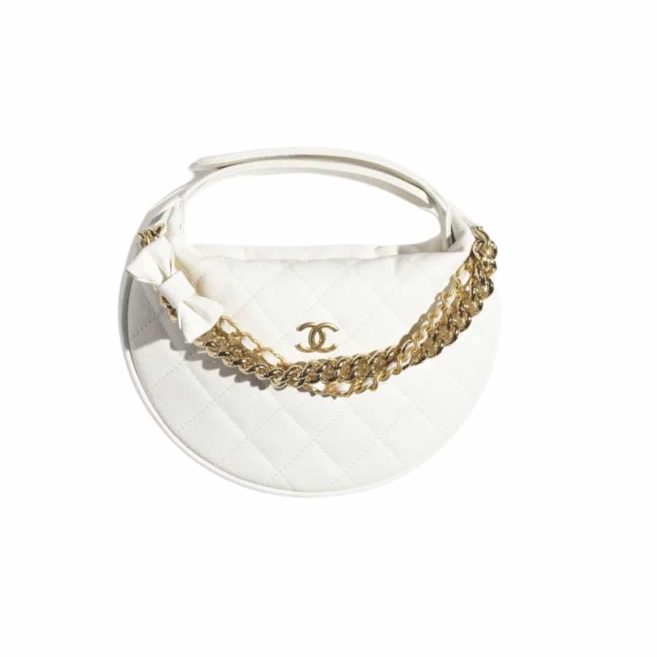 Chanel Pouch Grained Shiny Calfskin White 17Cm Ap3943 B16288 10601