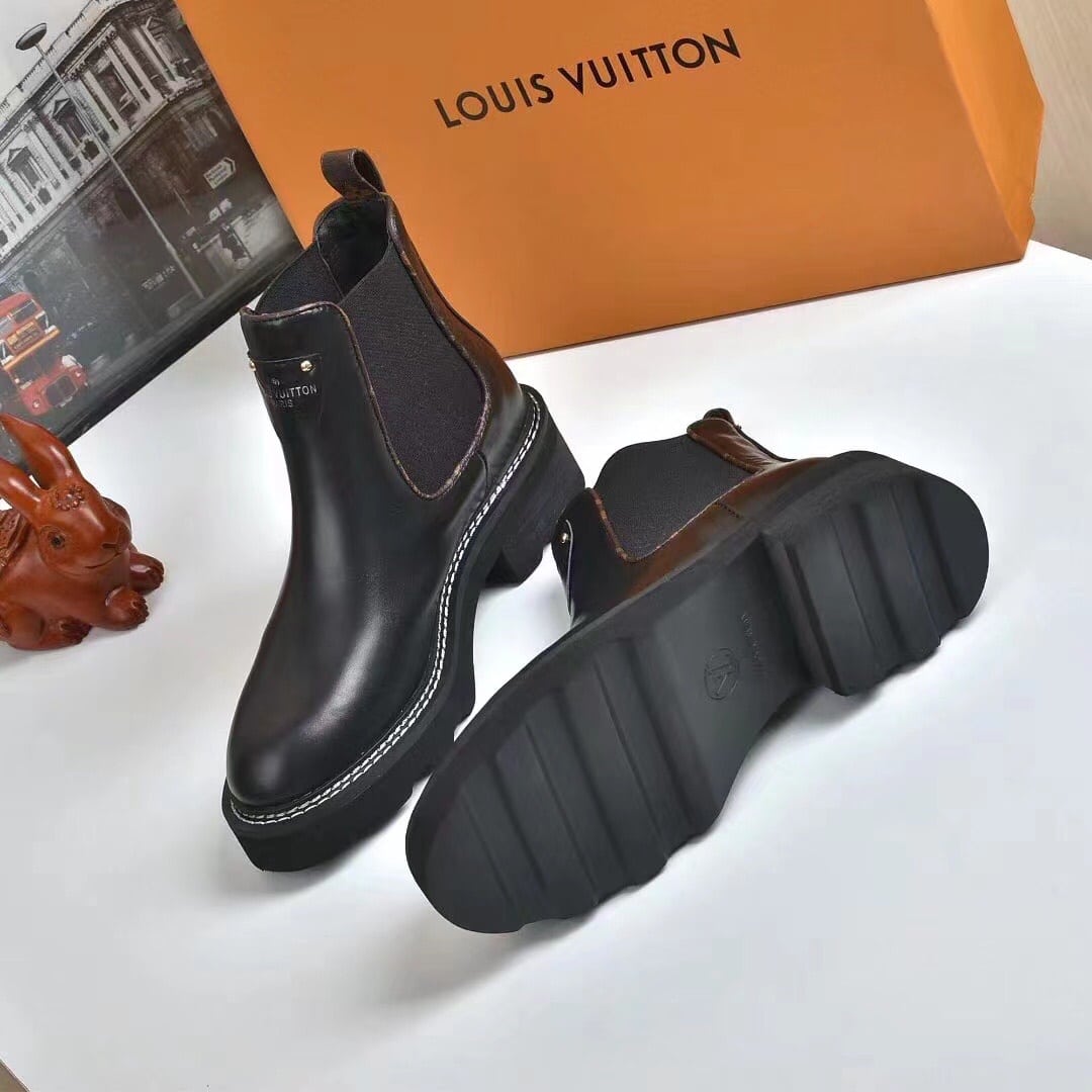 Louis Vuitton Beaubourg Ankle Boots Calf Leather Black
