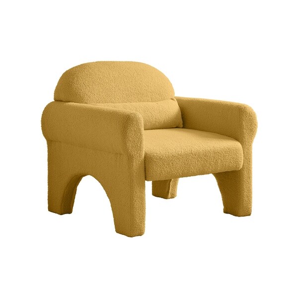 Modern Boucle Accent Chair with Lumbar Pillow