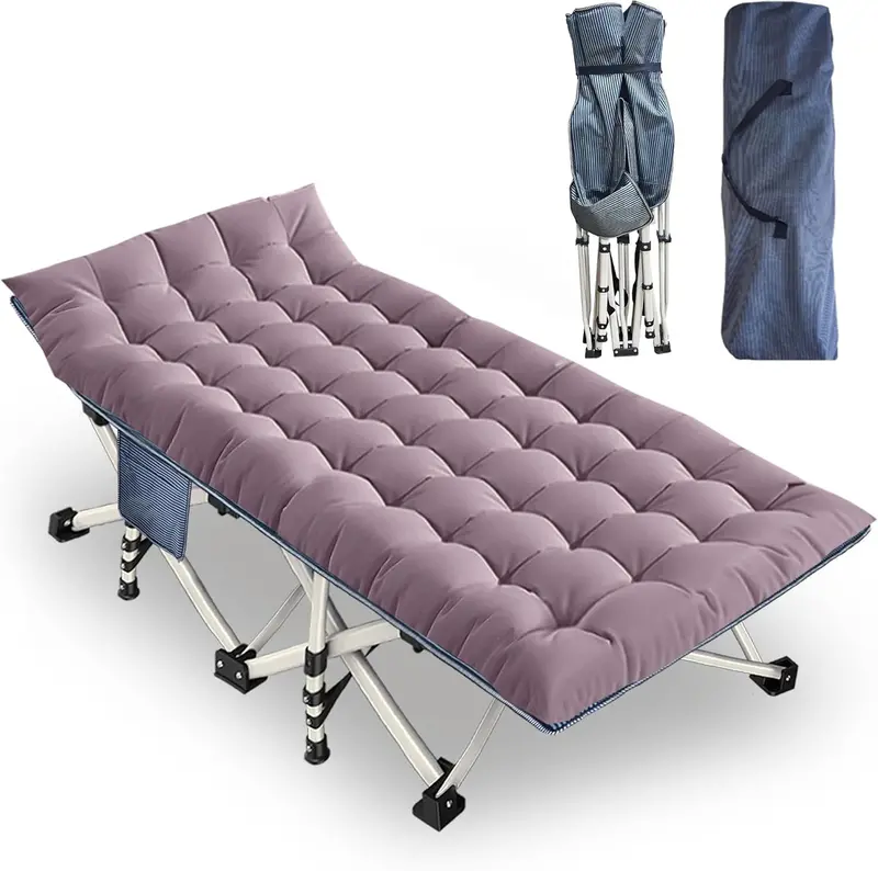 Two-Piece Folding Camping Cot Set – Includes Mattresses, Heavy-Duty Frames & Carry Bags