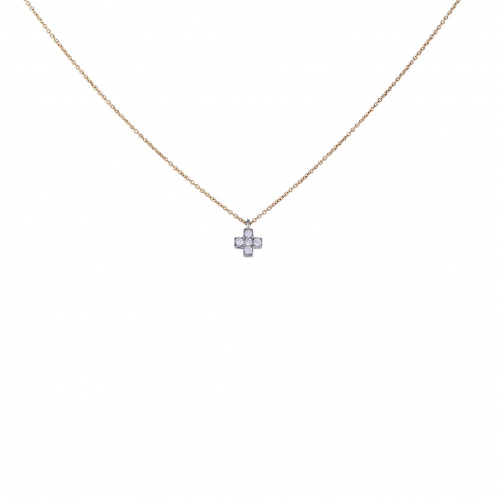 Tiffany & Co. Tiffany Crucy Foam K18YG Yellow Gold PT950 Necklace Platinum & 18K Yellow Gold Diamond