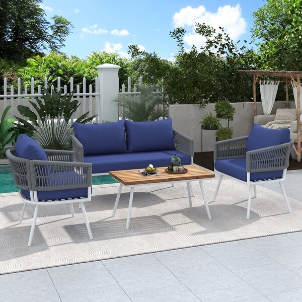 4pcs Lounge Chair Sets Patio Conversation Set Accent Single Sofa