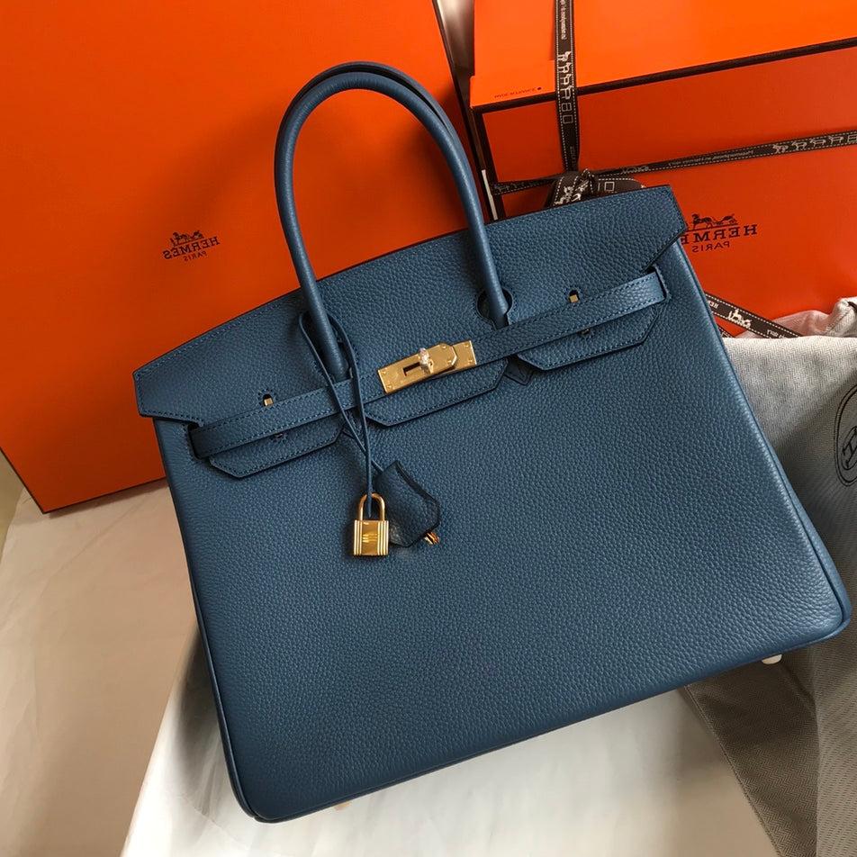 Hermes Birkin 35Cm Bag Azure Togo Gold Hardware
