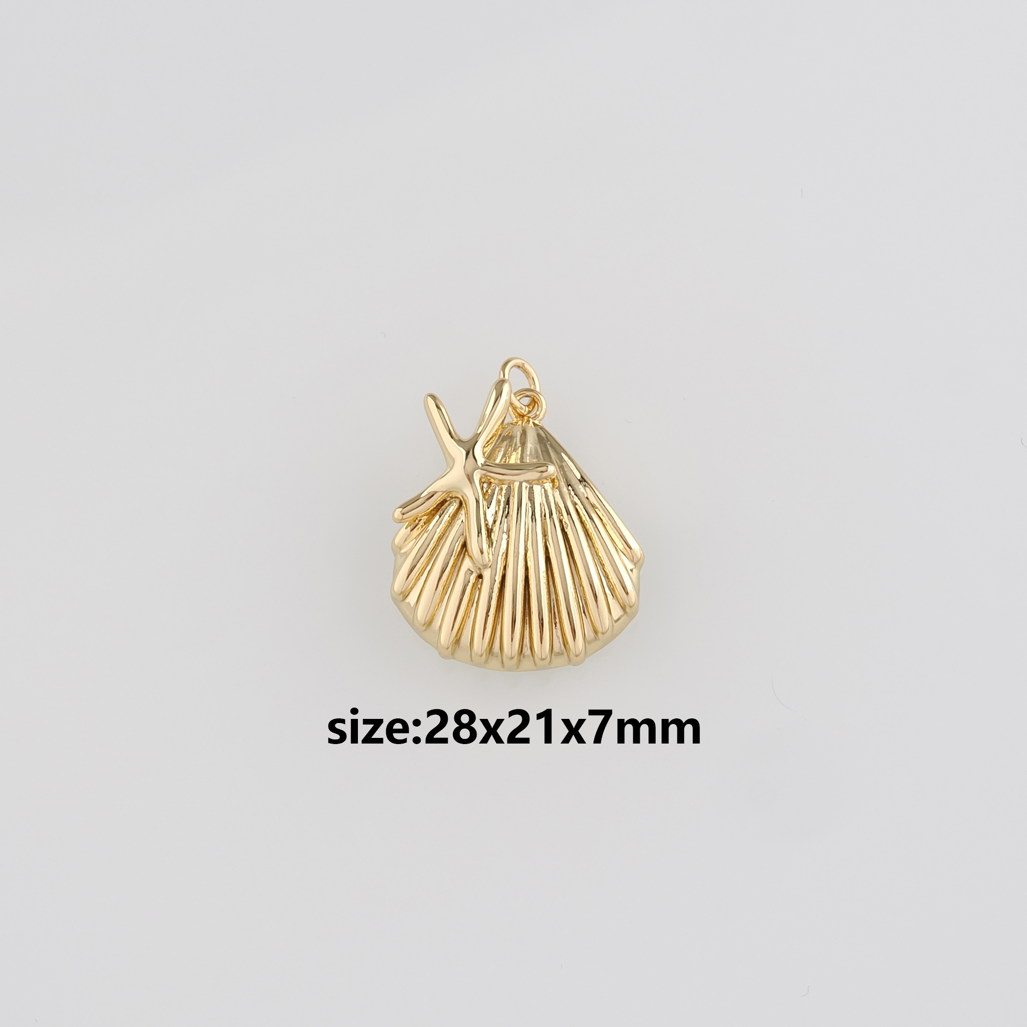 18K Gold Filled Scallop Pendant,Ocean Scallop Charm Earrings Necklace for DIY Jewelry Making Supply