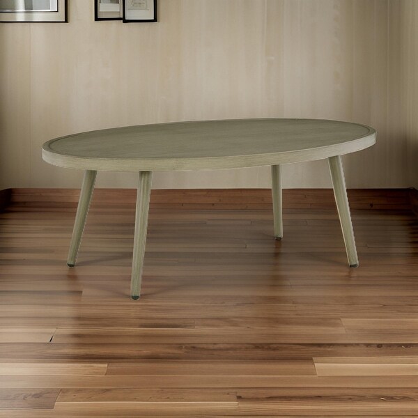 Sven 48 Inch Outdoor Coffee Table,Oval Top and Aluminum Frame,Brown
