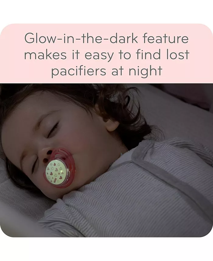 NUK Airflow Glow-in-The-Dark Pacifiers, Baby Girls, 0-6 Months, 2 Pack