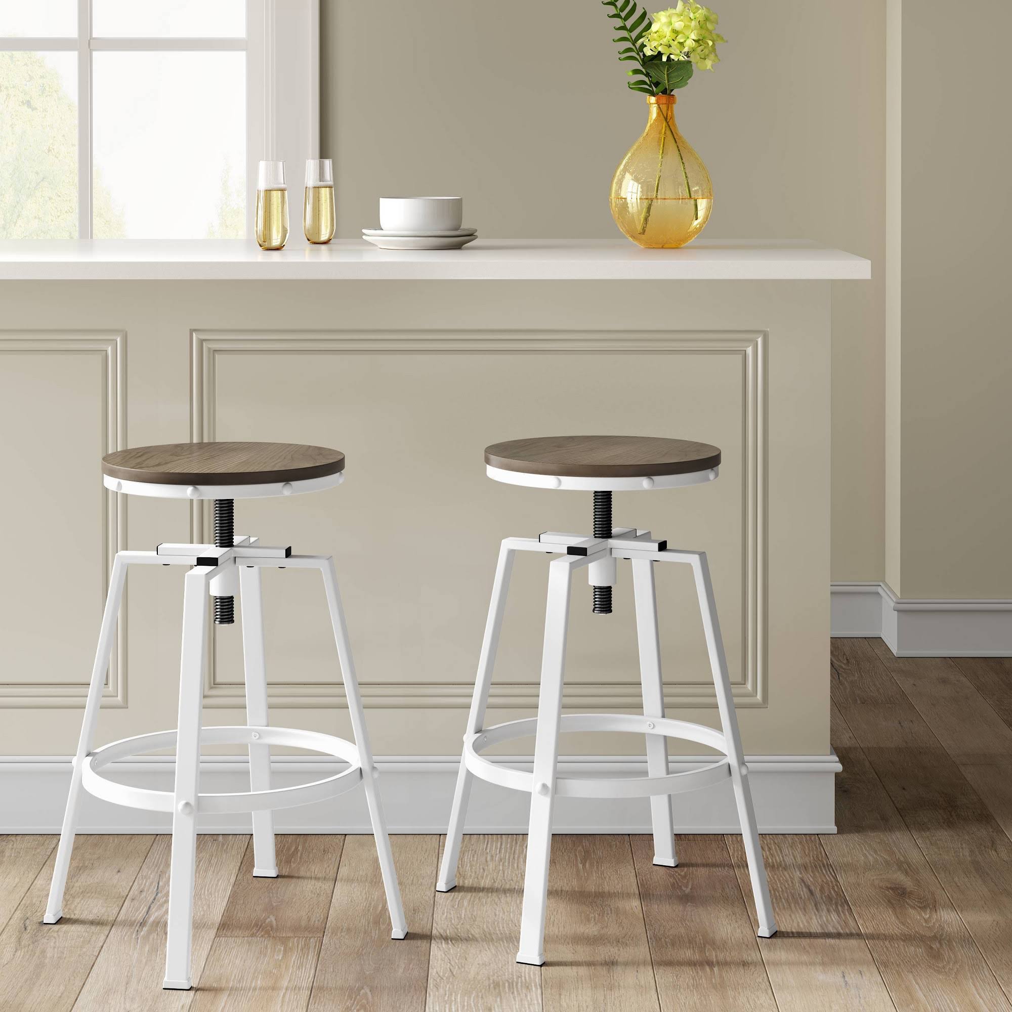 Threshold Lewiston Adjustable Swivel Barstool Whited