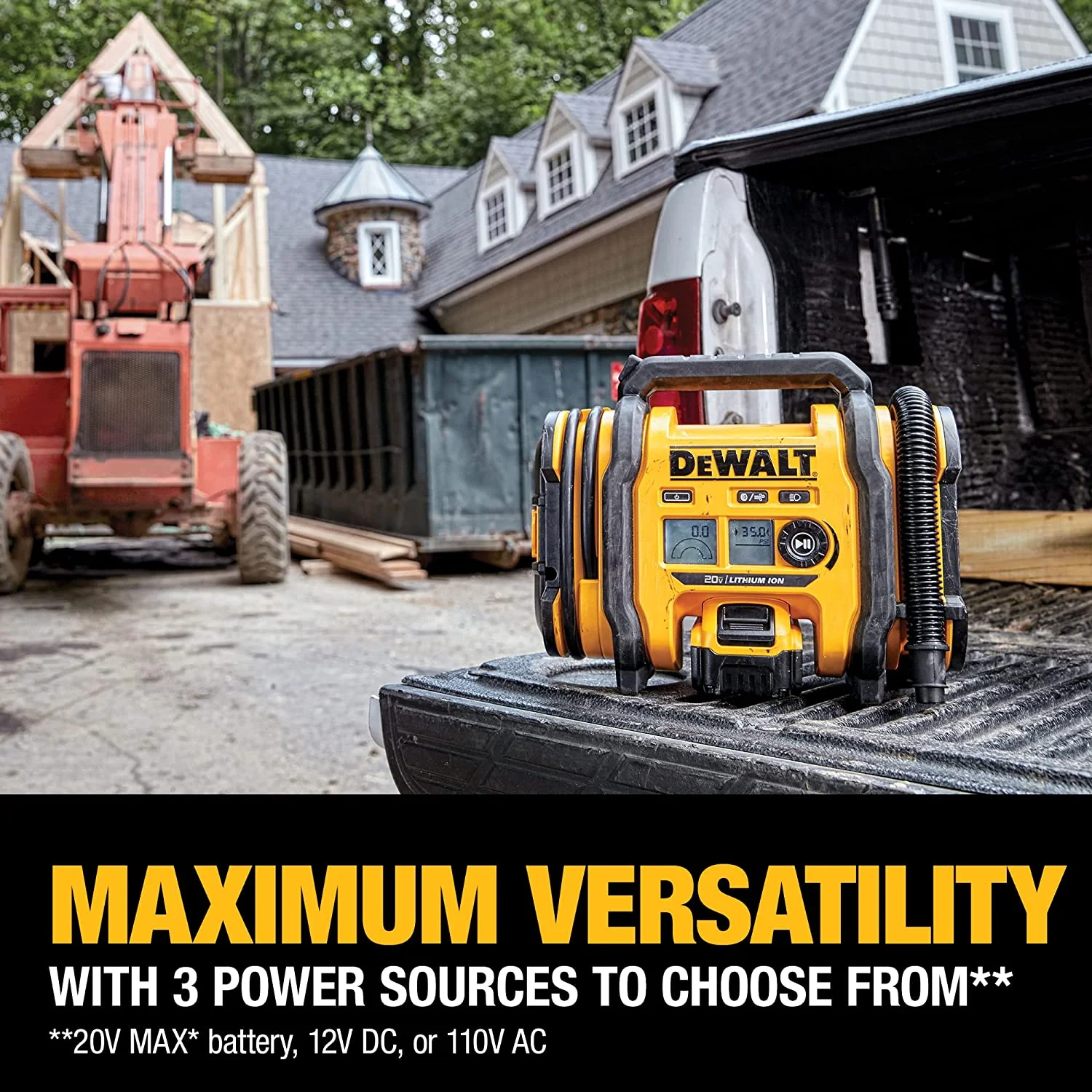 2026 ITEM# 0177   DEWALT 20V MAX Tire Inflator, Compact and Portable, Automatic Shut Off, LED Light, Bare Tool Only (DCC020IB) Battery & Charger Not Included (Watch Video)