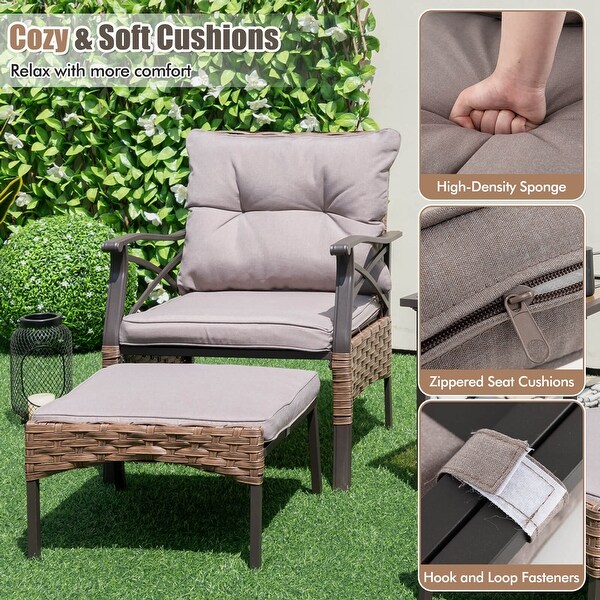 Costway 5 PCS Patio Furniture Set with 2Tier Coffee Table and 2