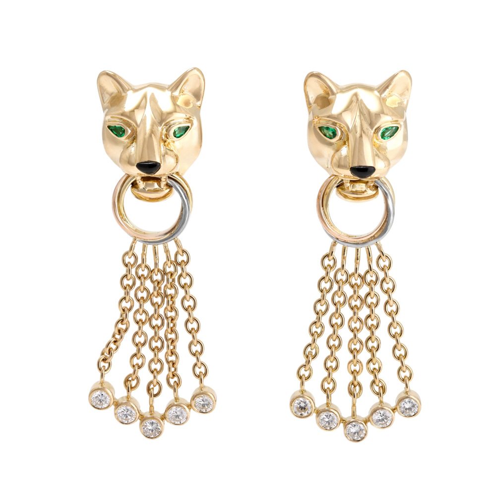 Cartier Panthère Earrings Tri-Gold