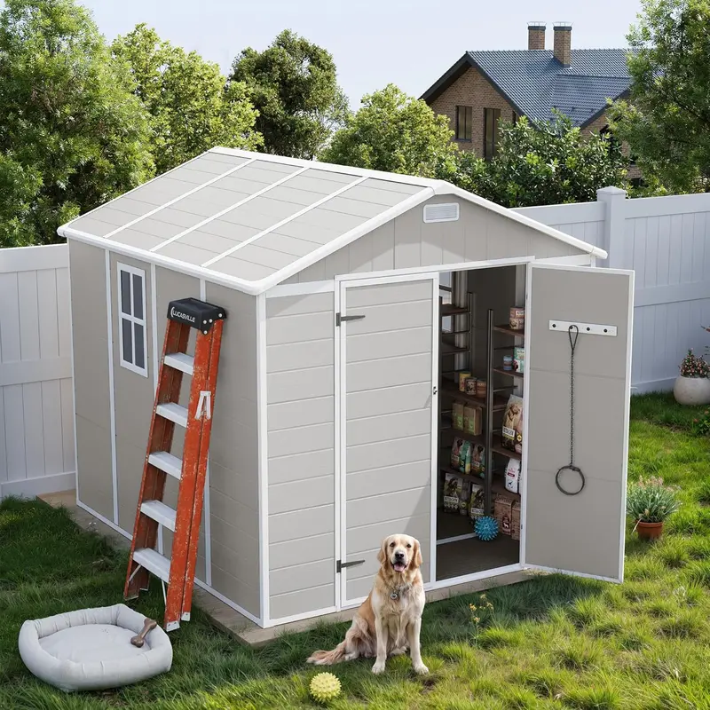 UDPATIO 8x10ft Durable Resin Outdoor Storage Shed – Plastic Garden Utility Shed