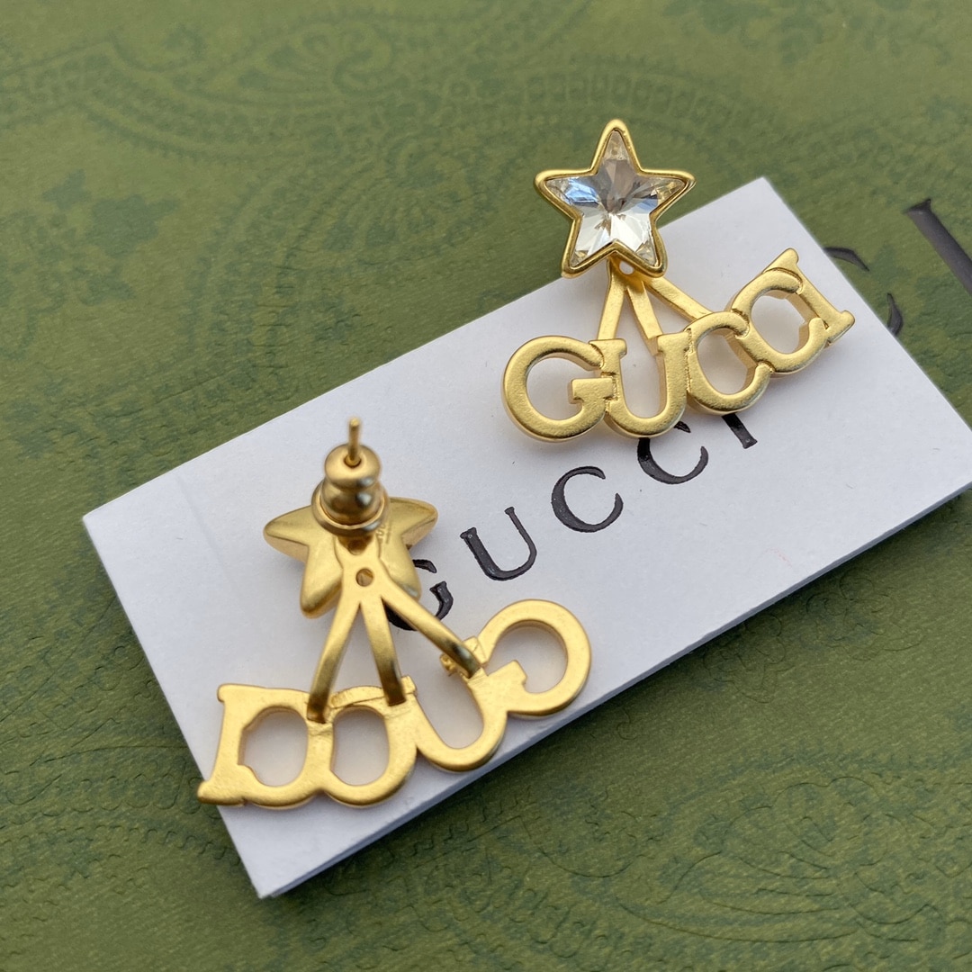 Gucci Crystal Star Gold Earrings 679076 J1D50 8031