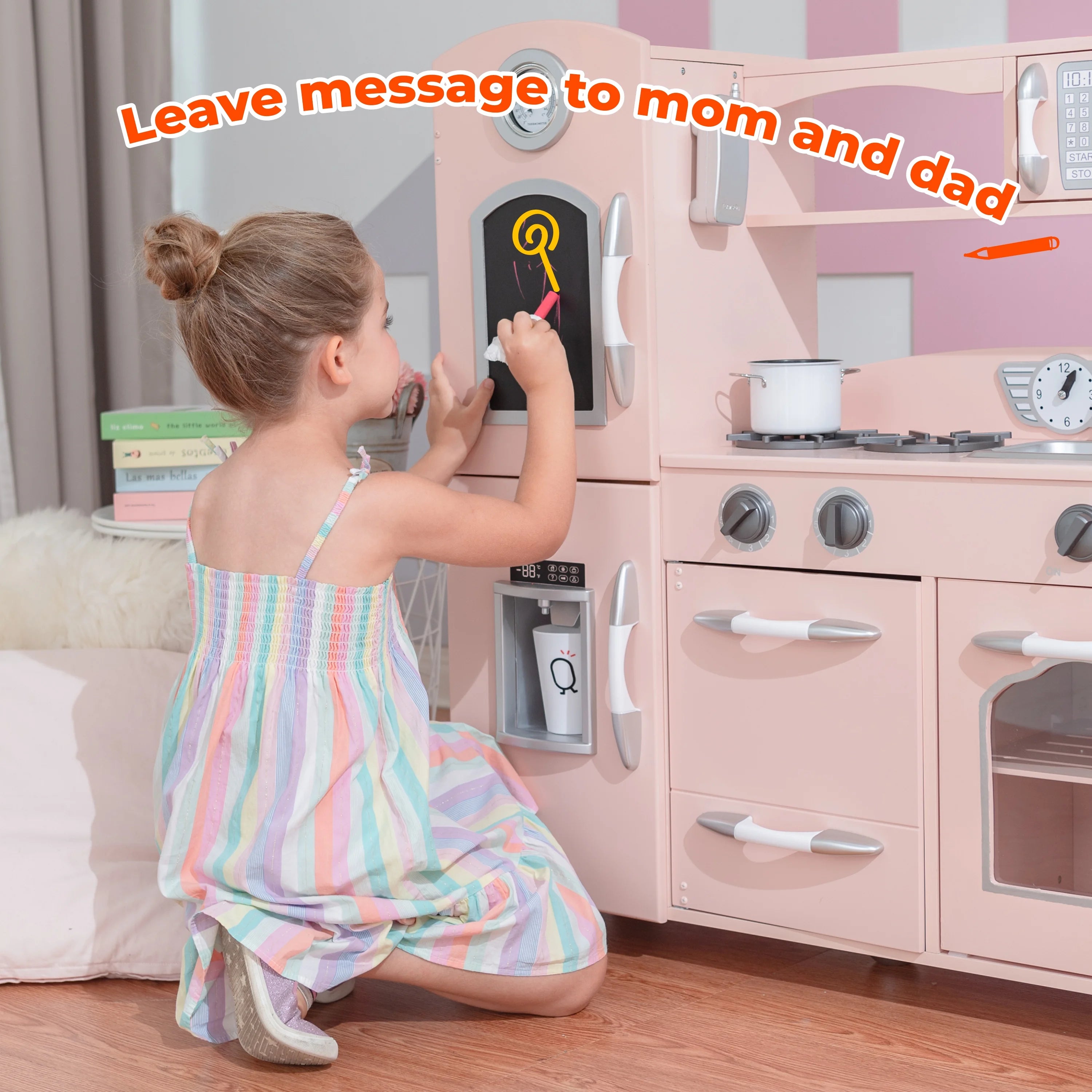 Little Chef Westchester Retro Wooden Play Kitchen, Pink