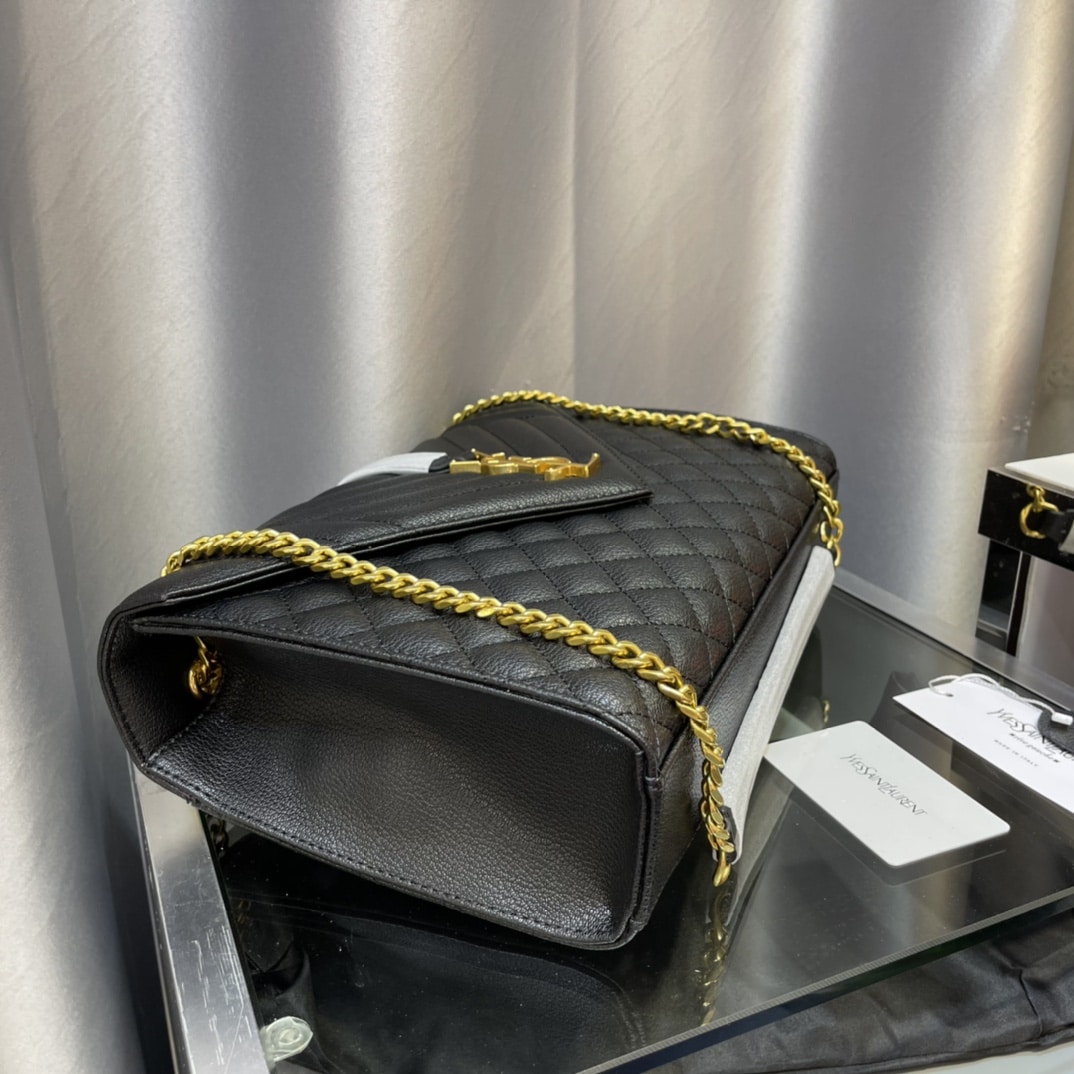 Saint Laurent Envelope Chain Bag In Mix Matelasse Grain De Poudre Embossed Leather 31Cm