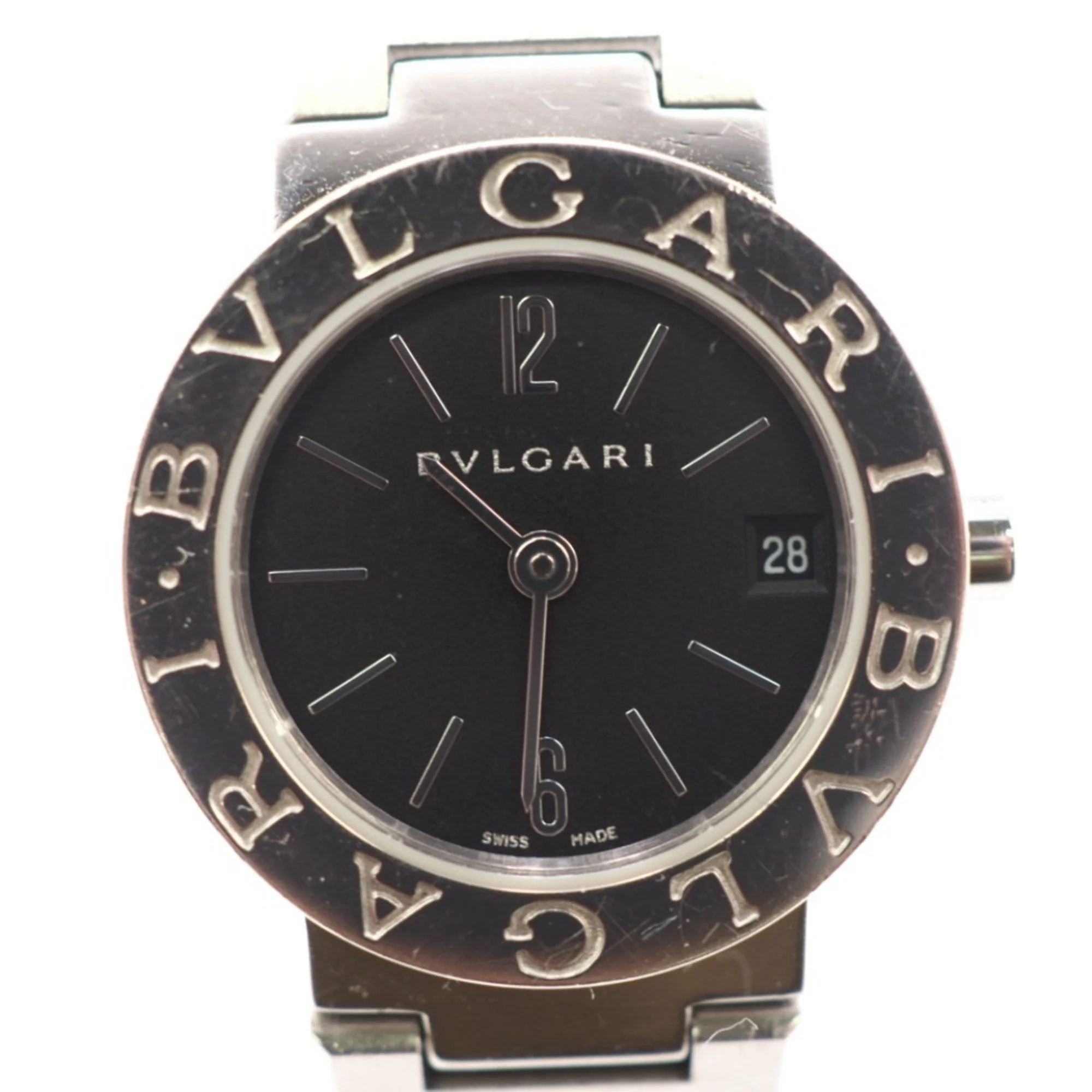 Pre-Owned BVLGARI Bvlgari BB23SS Bulgari Quartz QZ Black Dial Watch Silver Ladies (Good)