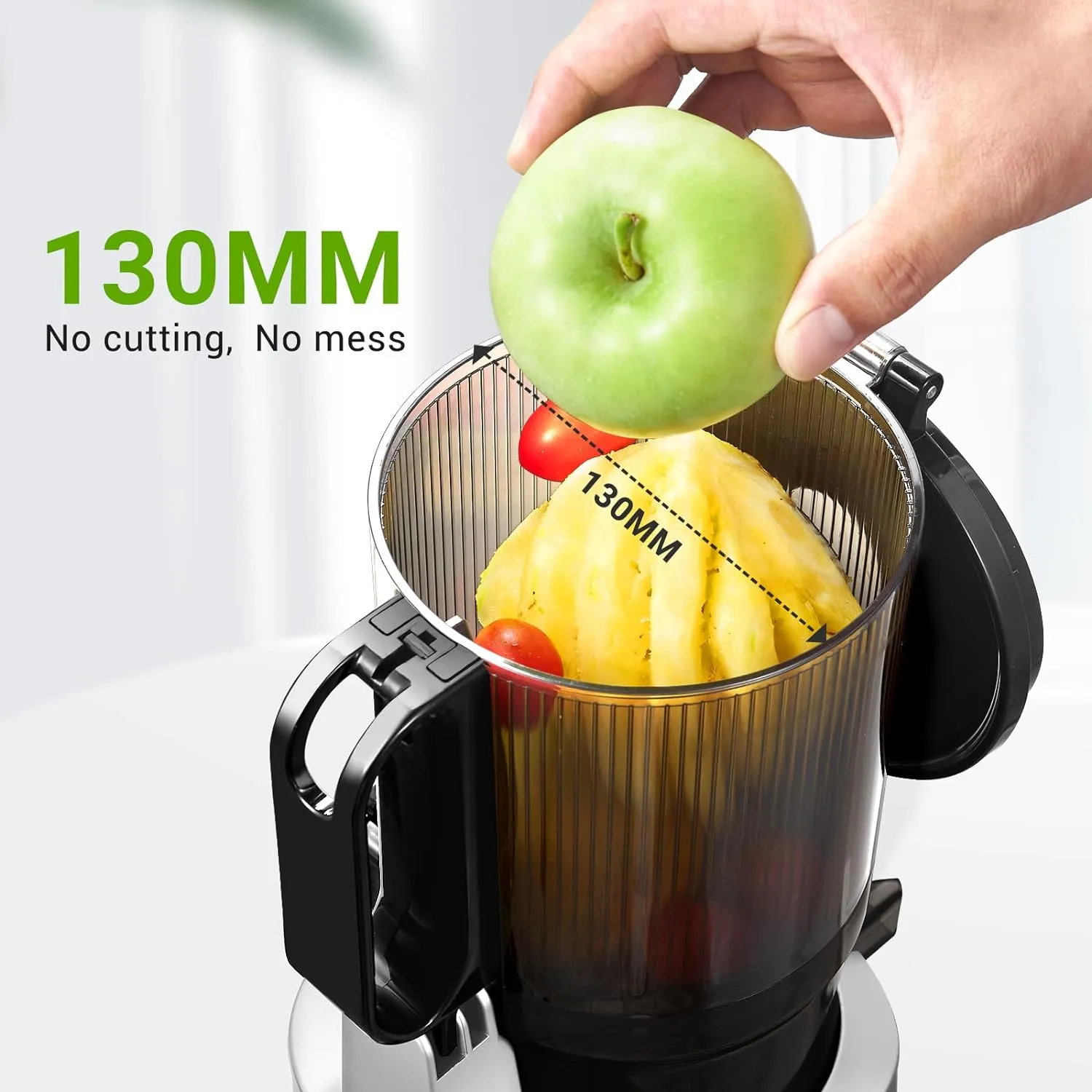 Juicer Machines, 5.3-Inch Self-Feeding Masticating Juicer Fit Whole Fruits & Vegetables, Cold Press Electric Juicer Machines with High Juice Yield, Easy Cleaning, BPA Free, 250W