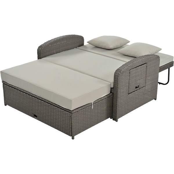 PE Wicker Rattan Reclining Sofa Chair