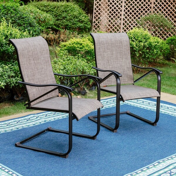 5Pieces Patio Dining Set,Including 1 Steel Frame Table with Umbrella Hole and 4 C spring Patio Chair