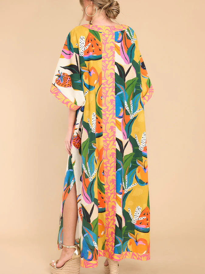 Floral Print Maxi Kaftan DressClistos