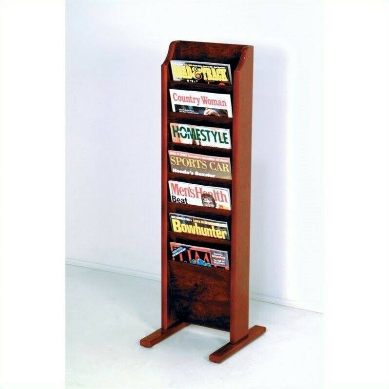 Wooden Mallet 7-Pocket Cascade Free-Standing Magazine Rack, Mahogany