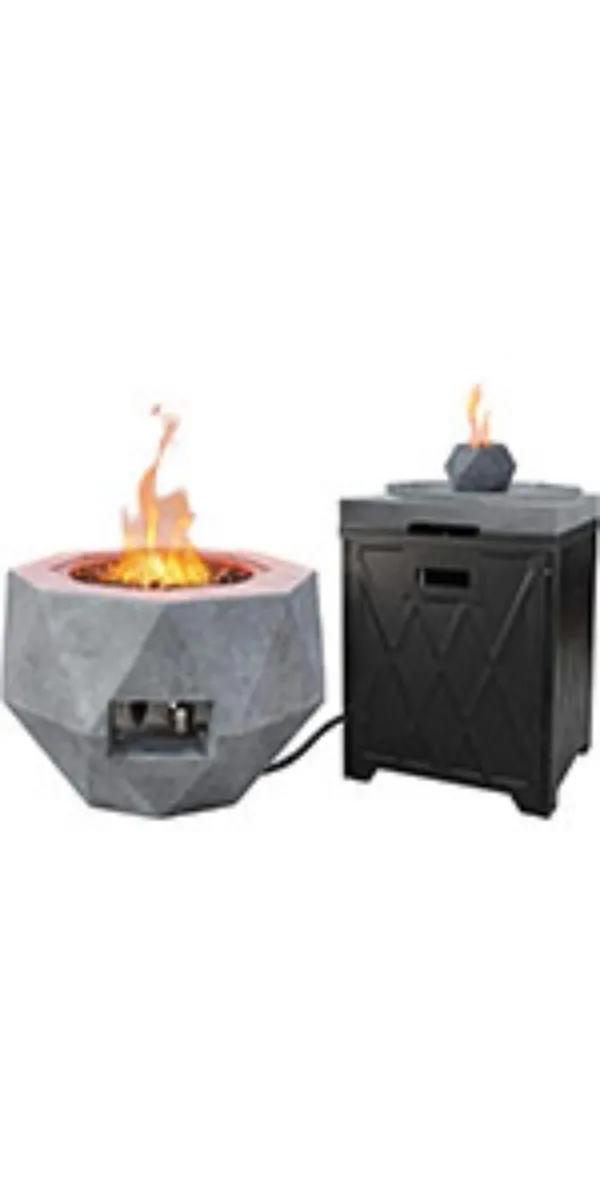 Concrete Propane Fire Pit Table 50,000 BTU Fire Pit Table with Tray Style Lid 25