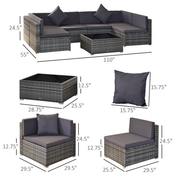 Siara 7piece Rattan Wicker Sectional Patio Set by Havenside Home