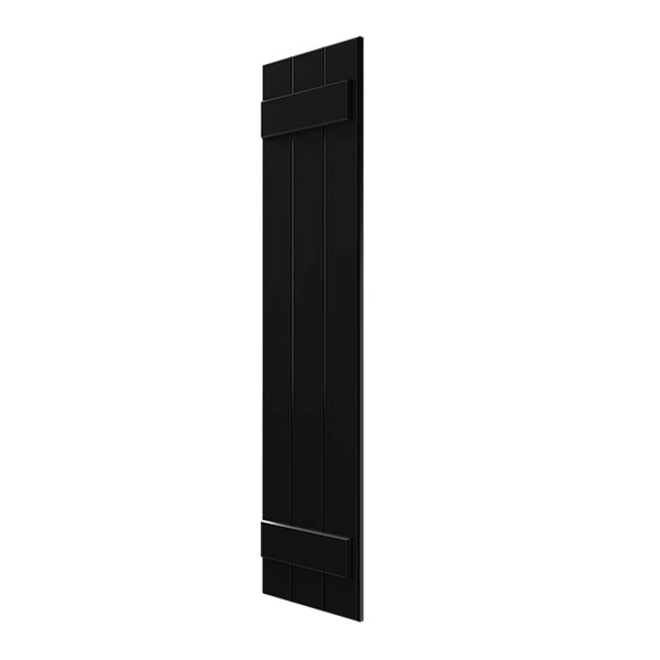 Ekena Millwork CWB12X038BLC 12x22W x 38x22H Exterior Three Board (2 Batten) Composite Board-n-Batten Shutters (Per Pair), Black