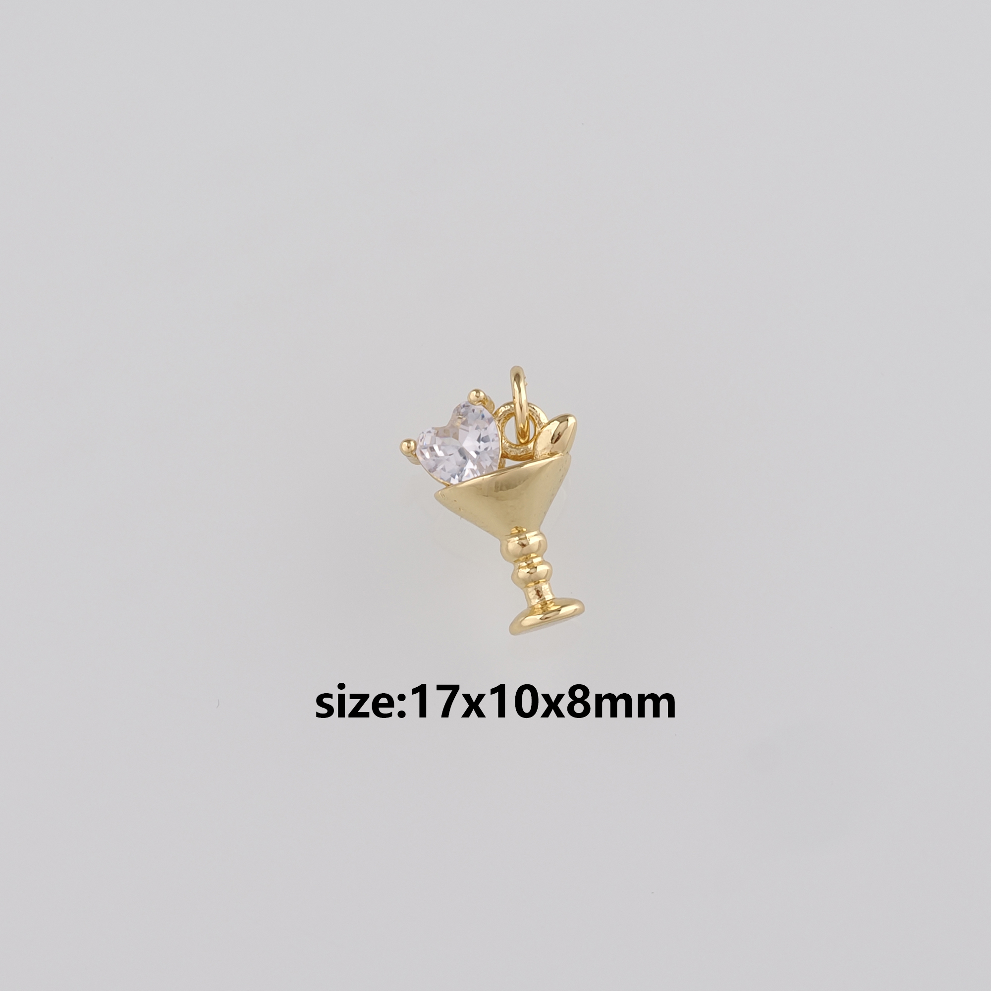 18K Gold Filled Wine Glass Pendant,CZ Micro Pave Wine Glass Charm Earrings Necklace for DIY Jewelry Making Supply
