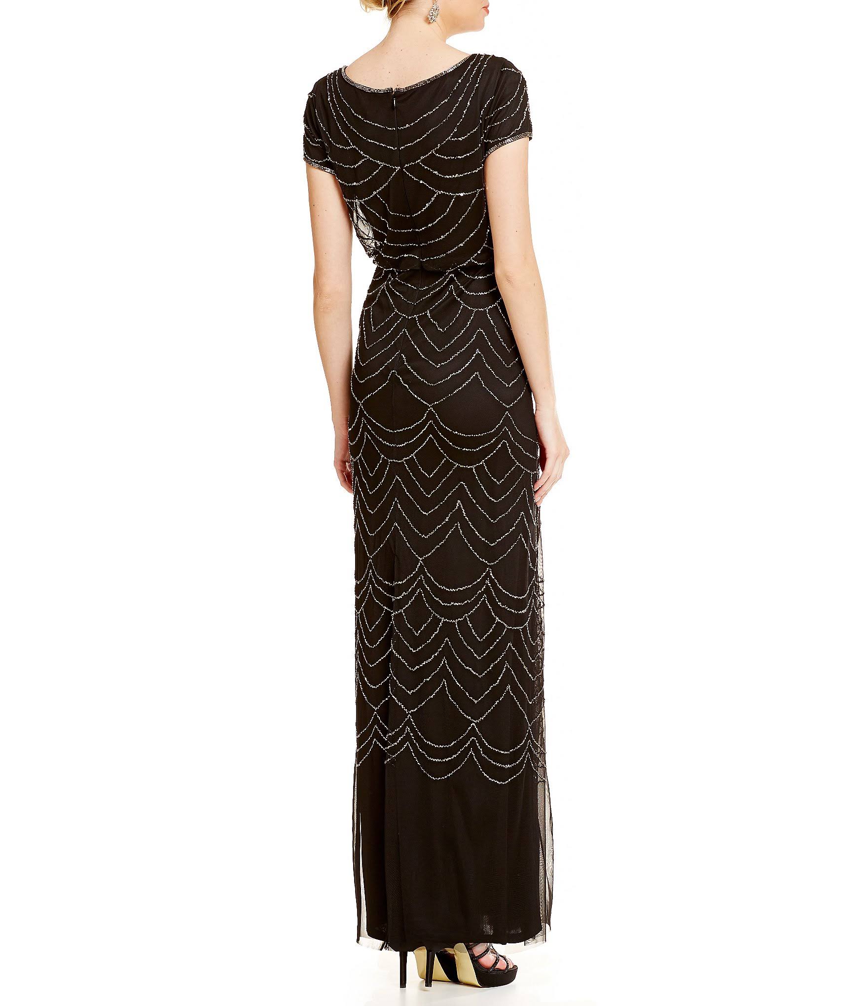 Adrianna Papell Beaded Blouson Gown - 2 / Black