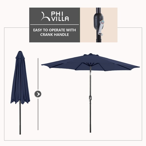 MAISON ARTS 6Piece Patio Dining Set,37 Inch Square Metal Table and 4 Textilene Dining Chairs with 9ft Patio Umbrella