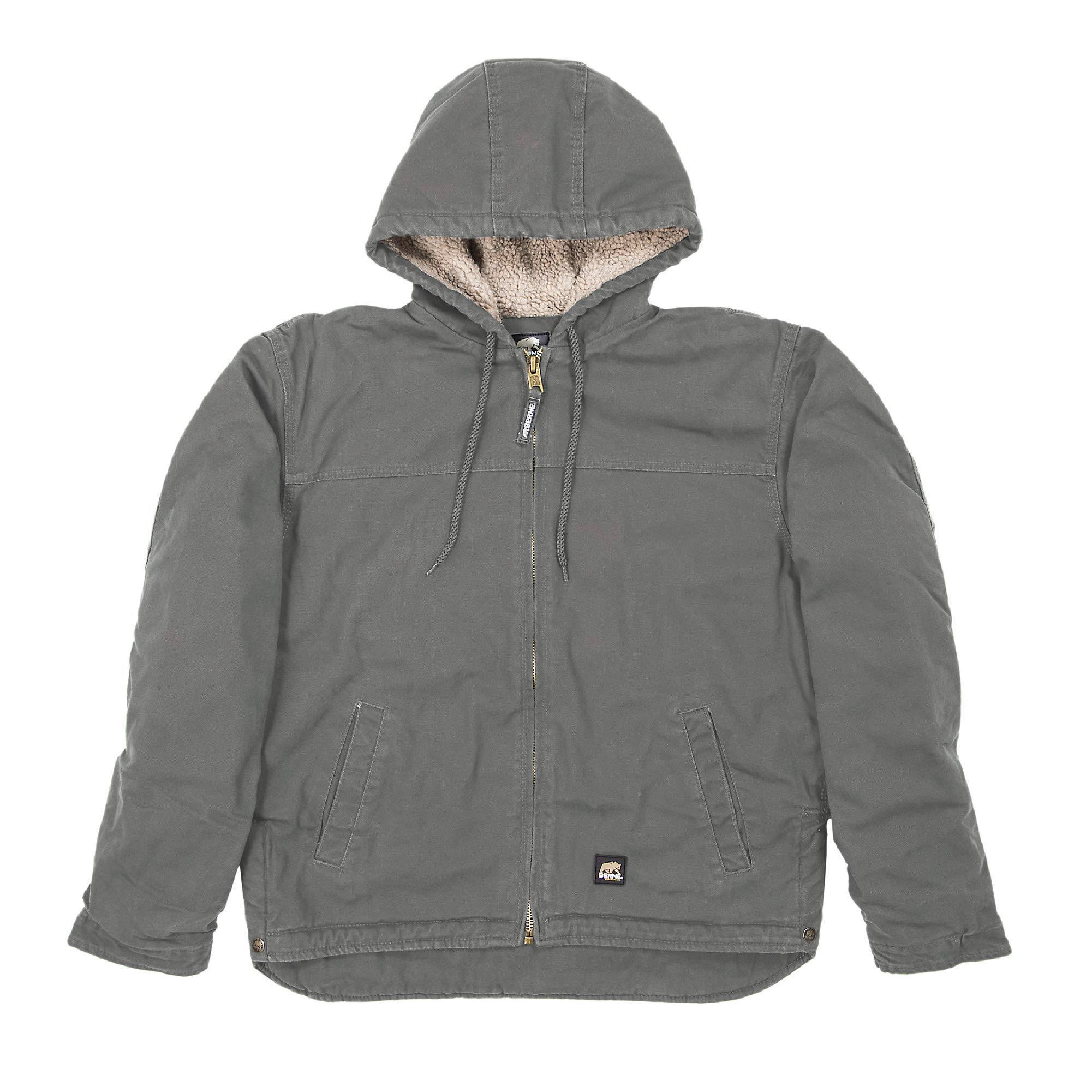 Berne Men&s Washed Hooded Work Coat Grey Stone / 2XL/Tall